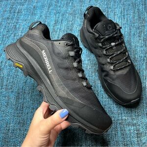Merrell Moab Speed Trail Running Shoes in Black Asphalt Vibram Soles